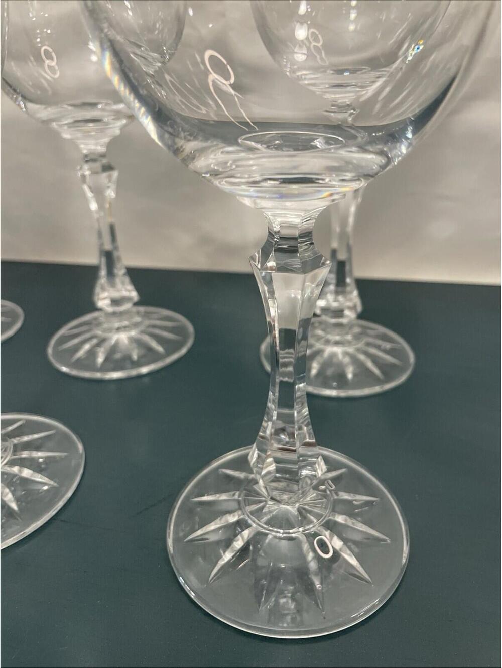 Set Of 6 Wine Goblet Glass Towle Austrian Crystal Fantasy Pattern 7 3/8" - Picture 2 of 9